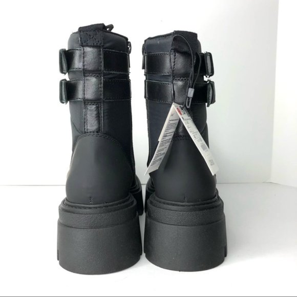 Zara Quilted Nylon Chunky Sole Ankle Boots Shoes 6 - Picture 3 of 5